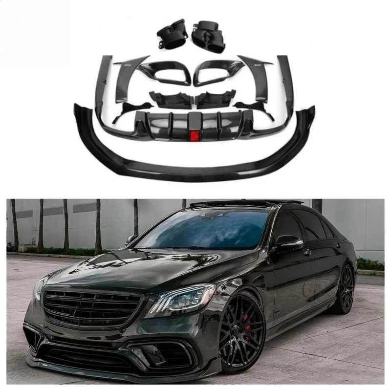

Carbon Fiber BS Style Body Kit for S-Class W222 S63 | 2017-2020 Front Lip Diffuser Spoiler Fog Cover