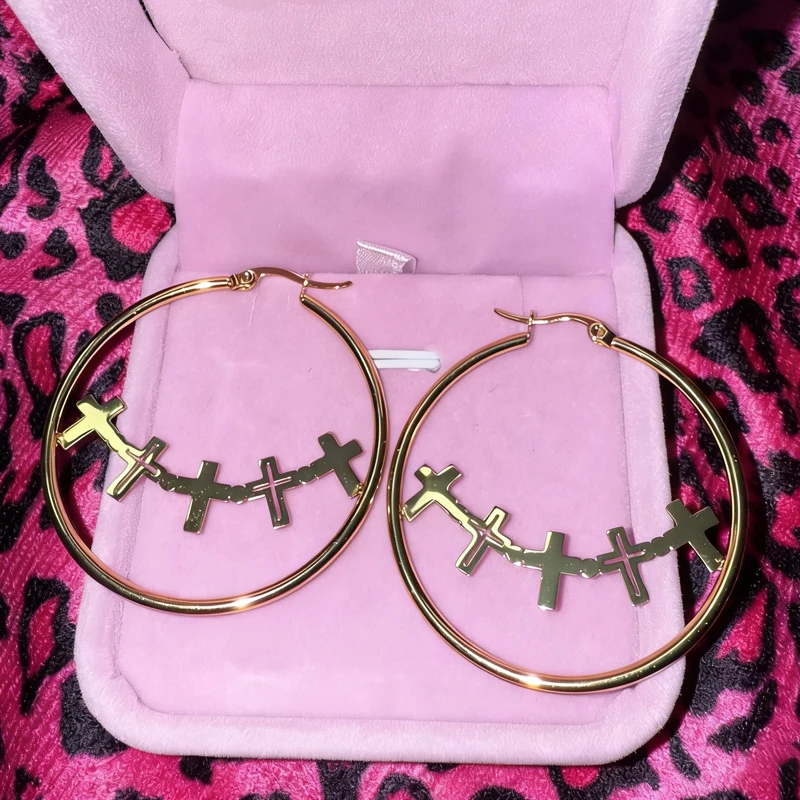 Y2K Schmuck Kreuz Ohrringe für Frauen Sexy Punk 90er Jahre Ästhetische Geometrische Tropfen Ohrringe Goth Accessoires Mode