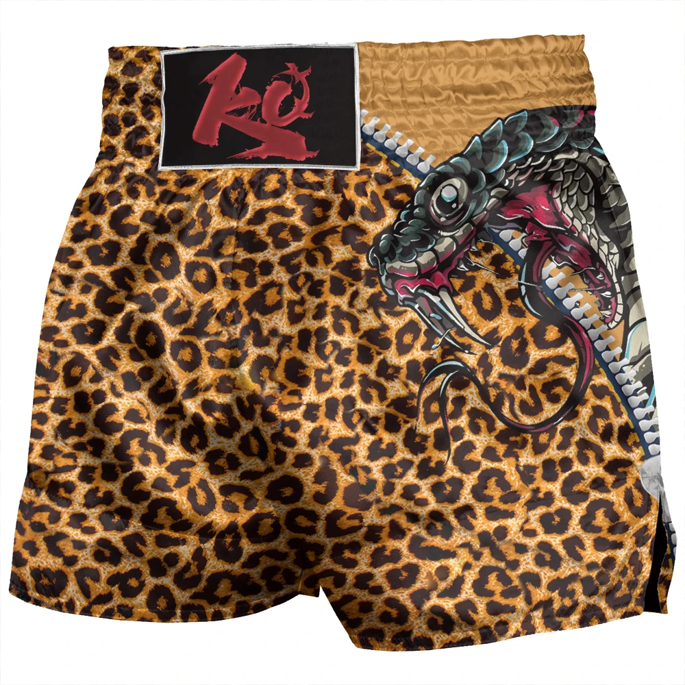 

Мужские боксерские шорты Муай Тай, шорты с леопардовым принтом, панда, MMA, BJJ