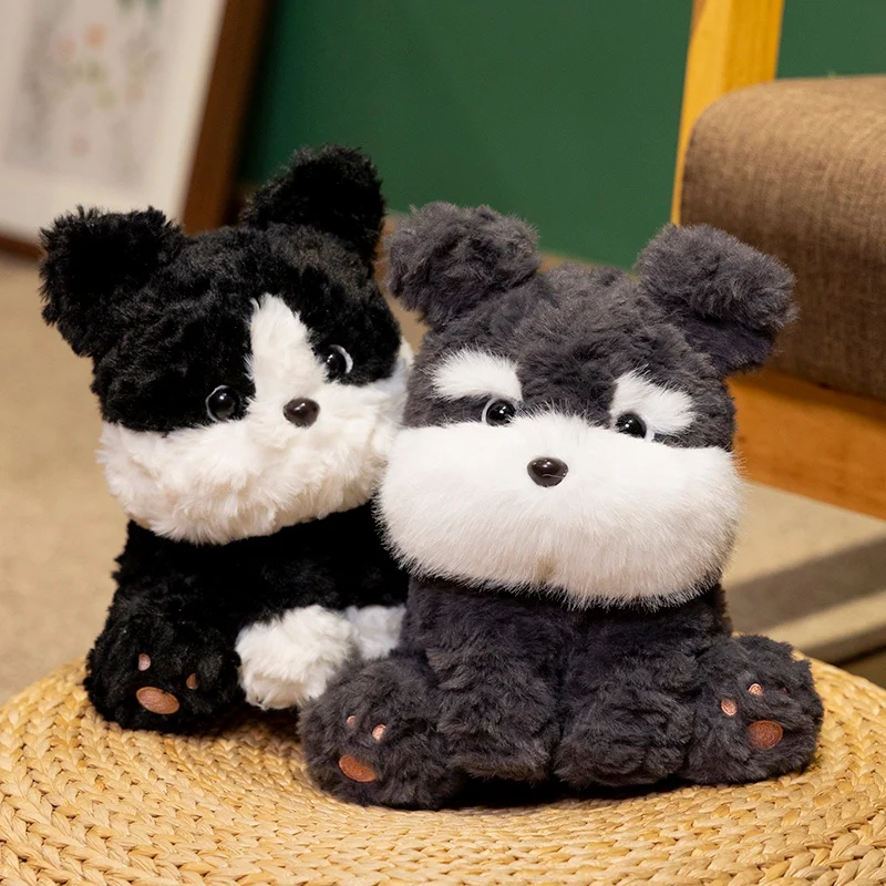 ตุ๊กตา Schnauzer สำหรับเด็กและแฟน kado ulang tahun การจำลองน่ารัก22ซม. ของของเล่นตุ๊กตาสุนัขหลายตัวนุ่มน่ารัก