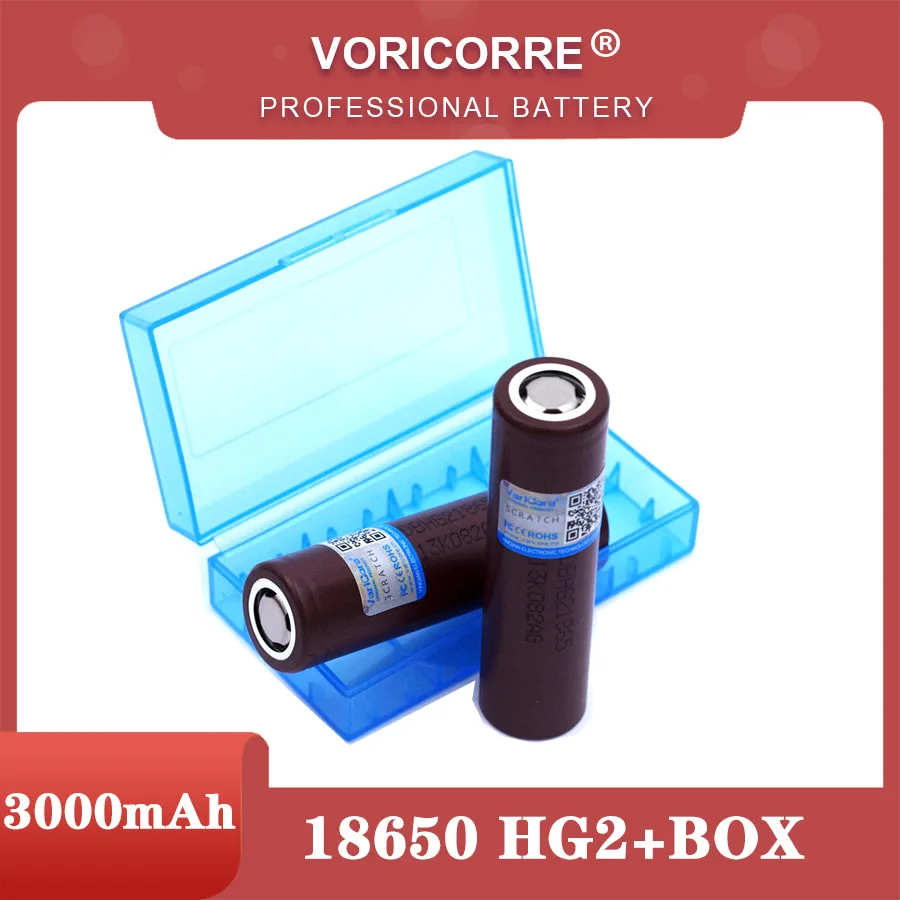 VariCore nowa oryginalna bateria HG2 18650 3000mAh 18650HG2 3.6V rozładowanie 20A, dedykowany zasilacz akumulator + schowek