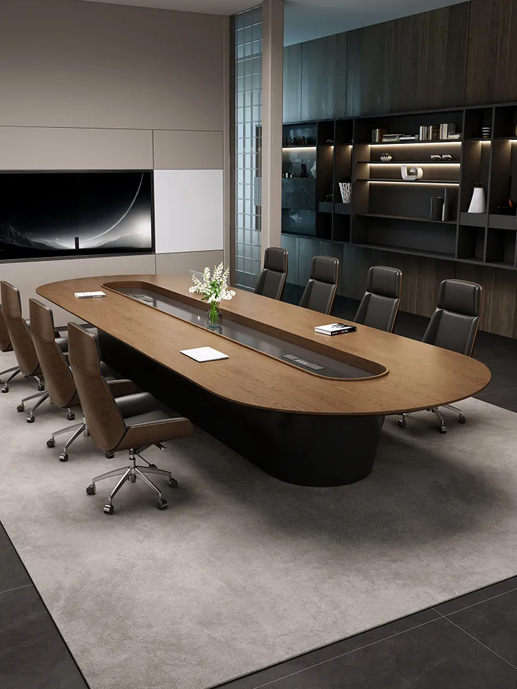 *Simple Modern Wood Conference Table for Large Conference Rooms Training Negotiation 11-15 People Capacity Fire Protection