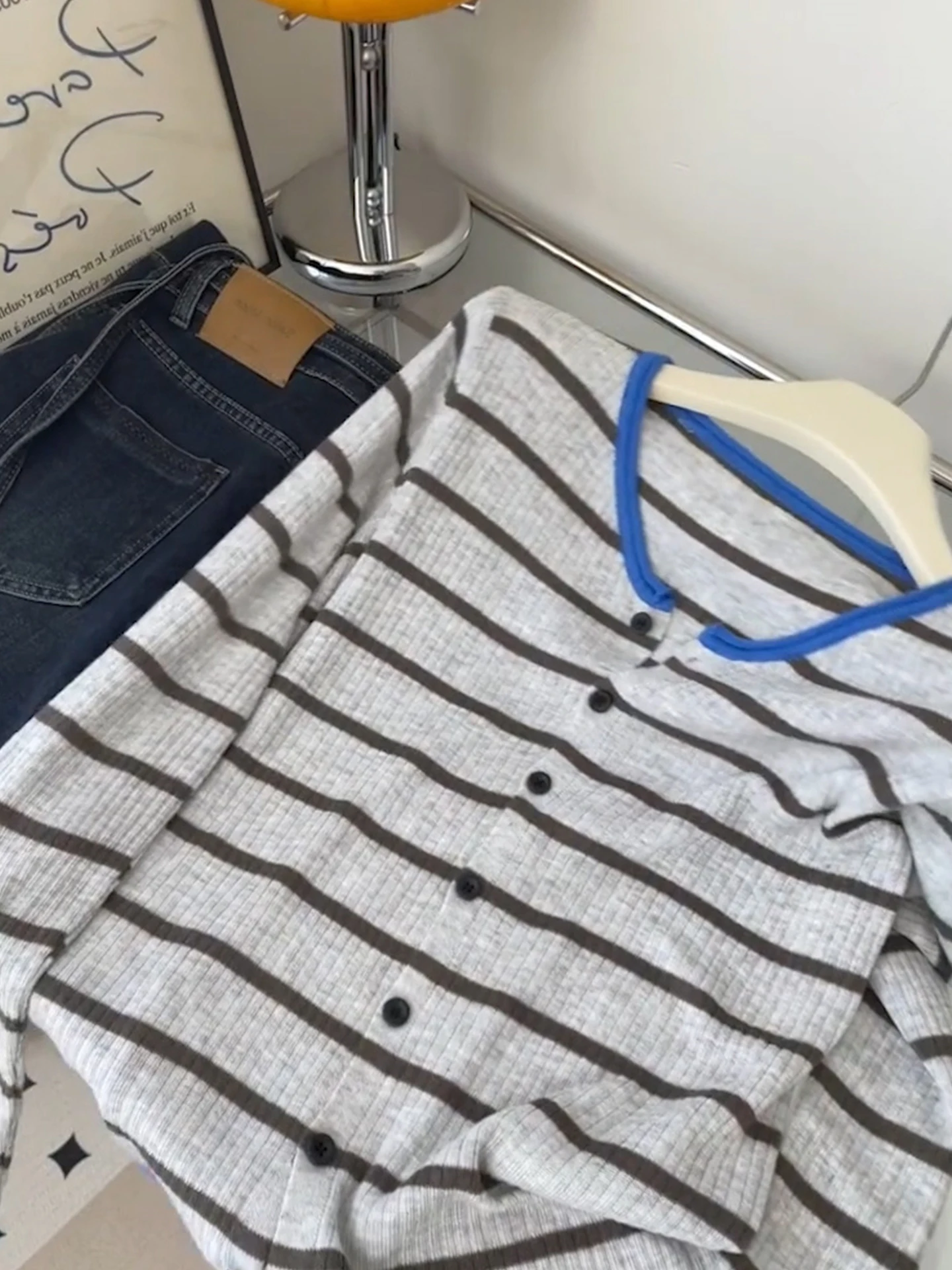 Design Sensation Color Blo Striped Knitwear Long Sve Base irt Trendy Age Reduction Women's Faion Autumn Simple Match...