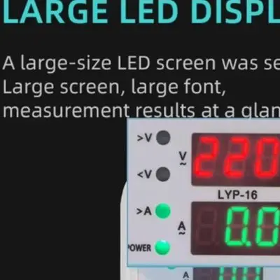 16A 220V Dual Display Metering Socket Overvoltage Undervoltage Protector Adjustable Current Voltage Monitor For Home Appliance S
