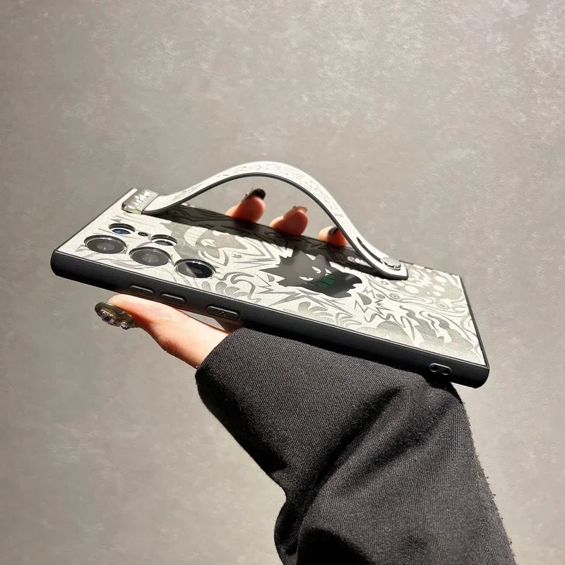 Japan Anime Pocket Monsters Pokémon Gengar Handschlaufe Halter Handyhülle für Samsung Galaxy S 25 24 23 Ultra Puls Lederhülle – Detail 8
