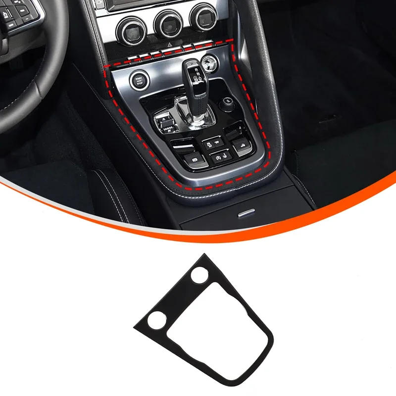 For 13+ Jaguar F-TYPE Car Central Control Gear Panel Frame, Gear Shift Decorative Panel, Epoxy/gloss Black (soft) 1 Piece Set