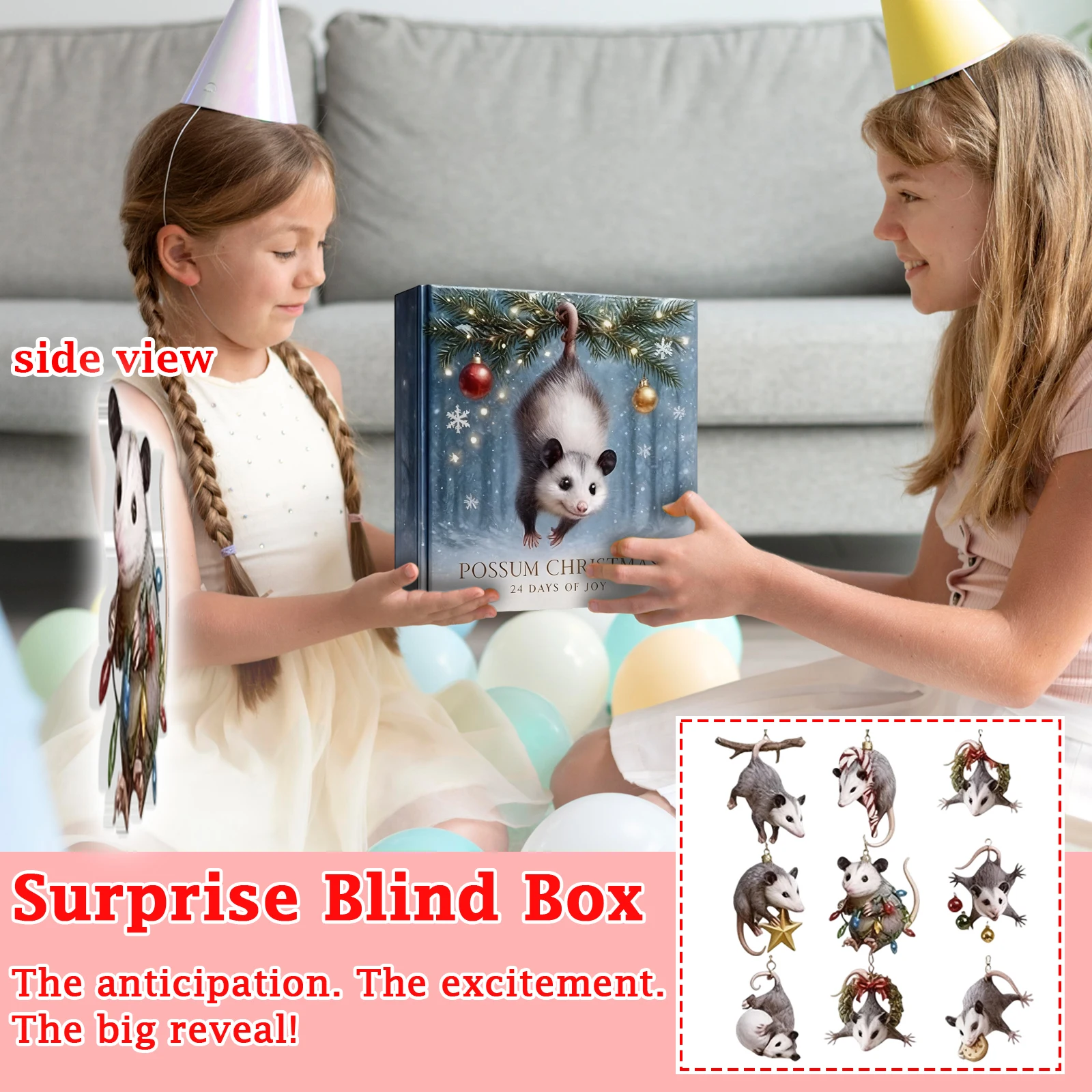 بوسوم عيد الميلاد تقويم القدوم 2D الاكريليك الطباعة على الوجهين جميل بوسوم قلادة 24 يوم عيد الميلاد العد التنازلي التقويم #5