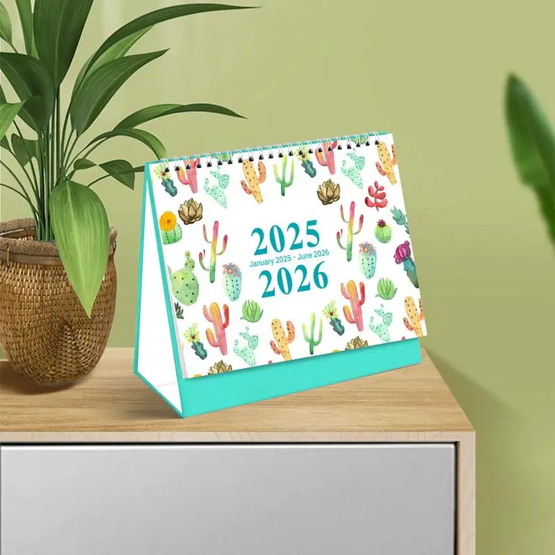 Succulent Calendar 2025 Desktop Monthly Calendar 7.1x8.1 Inch Small Calendar January 2025-June 2026 Desktop Planner For Easy