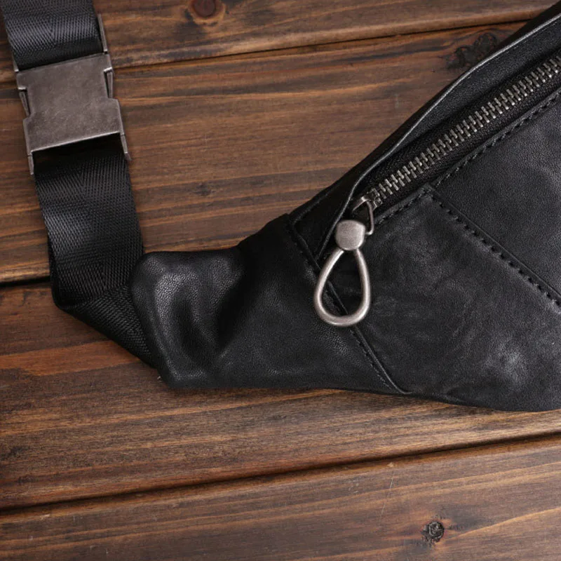 AETOO New leather men\'s sports Fanny pack small small lightweight head layer cowhide multifunctional mobile phone bag lightweig