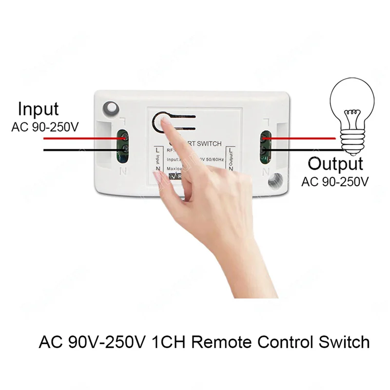 【A42U】3X Wireless Smart Light Switch RF 433Mhz Lighting Control Intelligent Switch AC 90-250V 10A Module( 1 W And 1 C)