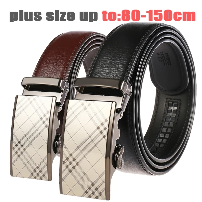 

Design Men's Fashion Belt Automatic Buckle Genuine Leather Brand Belt Plus Size To 150cm