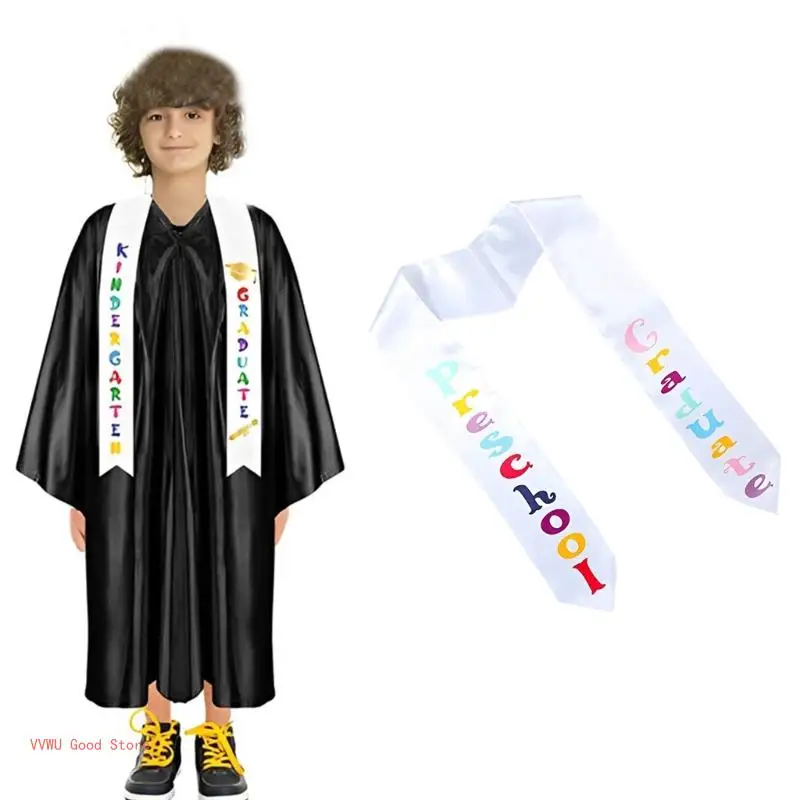 Unisex Kid Embroid Letter Graduation Stole Sash with Trim for Graduation