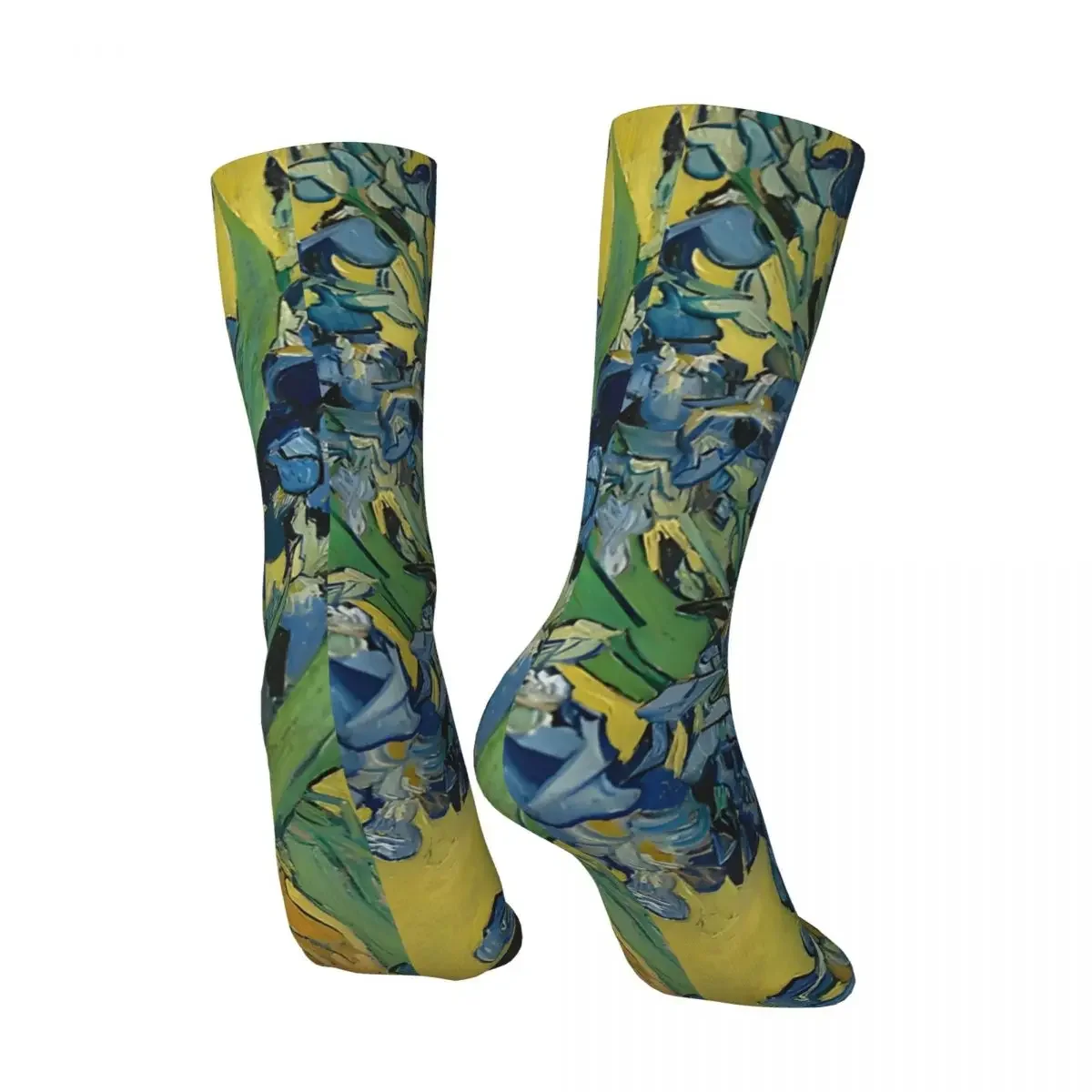 Hip Hop Retro Vase With Irises Against A Yellow Background Crazy Men's compression Socks Unisex Van Gogh Street Style Crew Sock