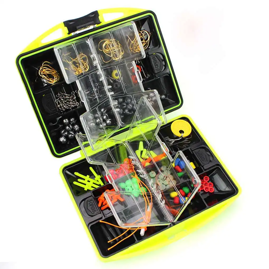 Upgrade Fishing Gear Set Plastic Angling Tackle Tools Box Suit Hook Kit Accessories Outdoor