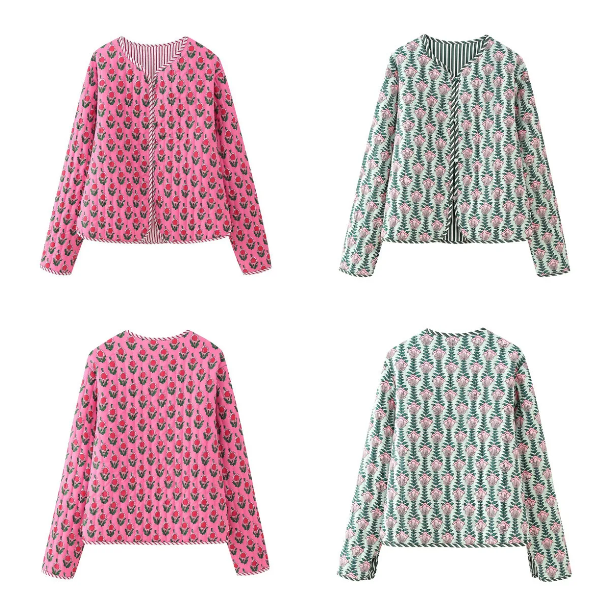 

Женская двусторонняя хлопковая куртка, уличная модная одежда с принтом, осенне-зимнее пальто в европейском и американском стиле