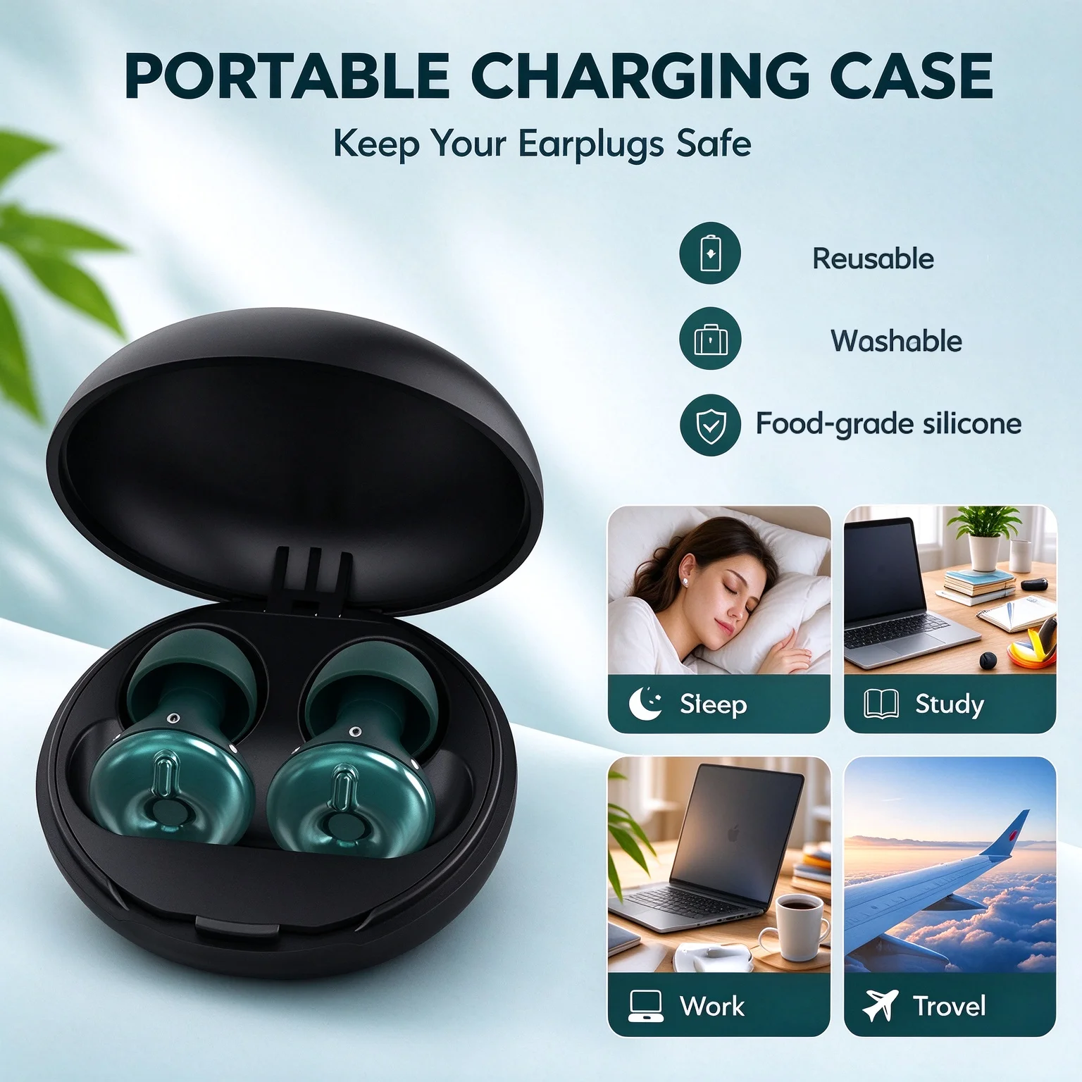 Reusable Noise Reduction Earplugs 18-32dB Adjustable Acoustic Filter Ear Plugs Soft Silicone for Sleeping Study Travel Work