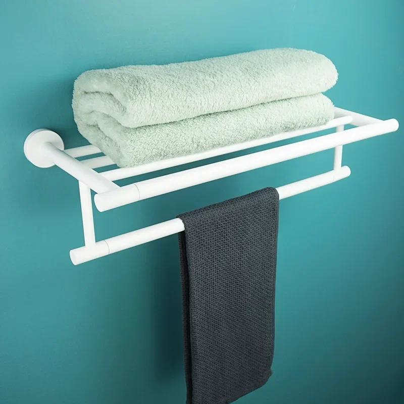 White Stainless Steel Towel Rack, Toilet Brush, Paper Roll Holder, Toothbrush Holder, Soap Tray, Coat Holder, Bathroom Kit
