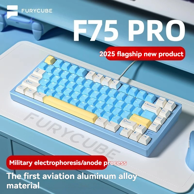 

FURYCUBE F75PRO Aluminium Alloy Mechanical Keyboard Customized Tri-mode Hot Swap RGB 75layout E-sports Gamer Mechanical Keyboard