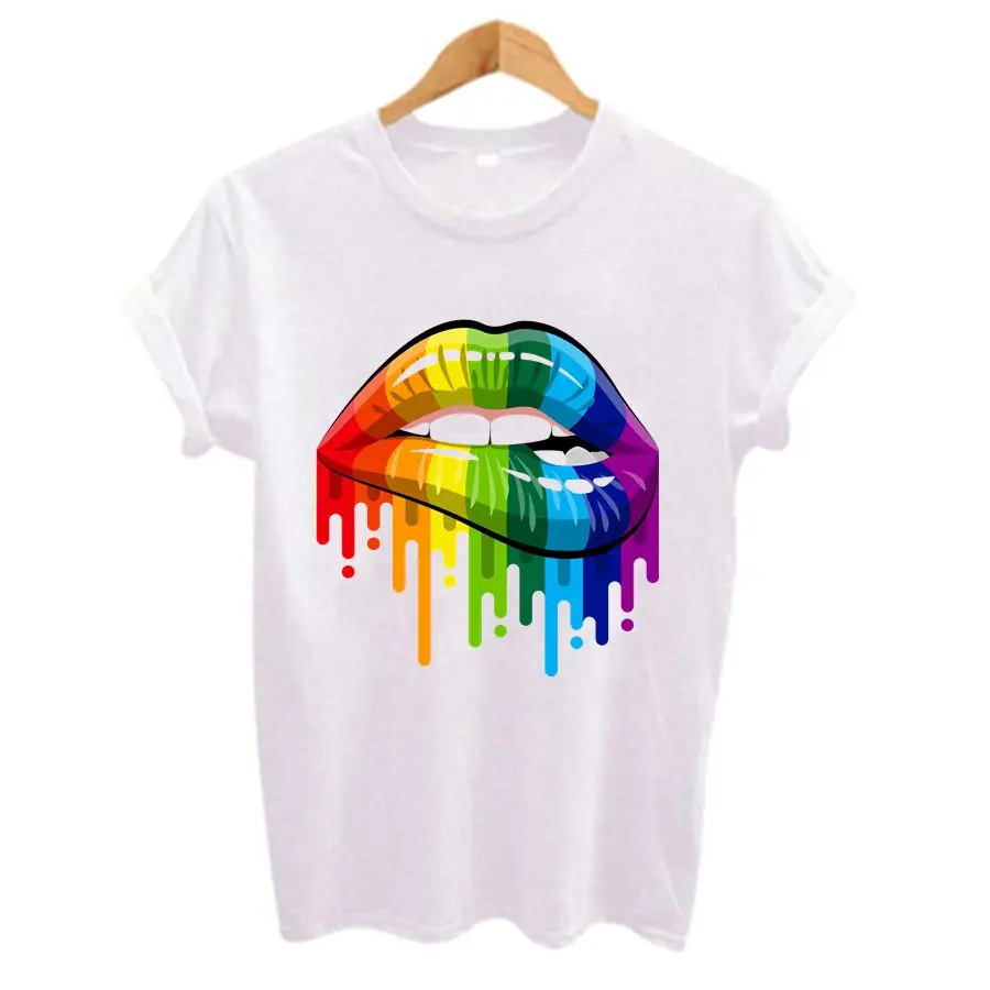 女性用リップカラーTシャツ,半袖,ラウンドネック,セクシーなトップス,ファッショナブル,新品,hh240