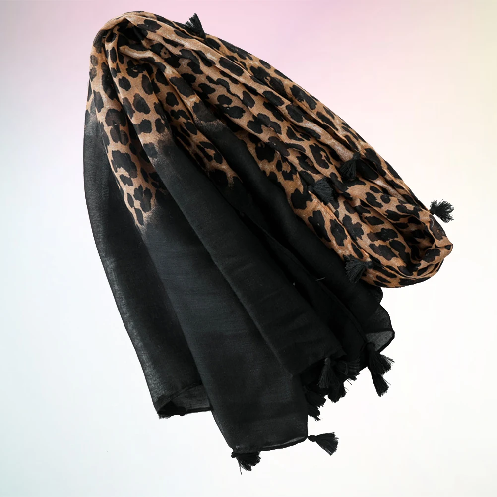 

Cotton Linen Leopard Gradient Scarf Women Long Soft Warm Shawl Wrap Autumn Winter Multi-purpose Trendy Fashion Accessory