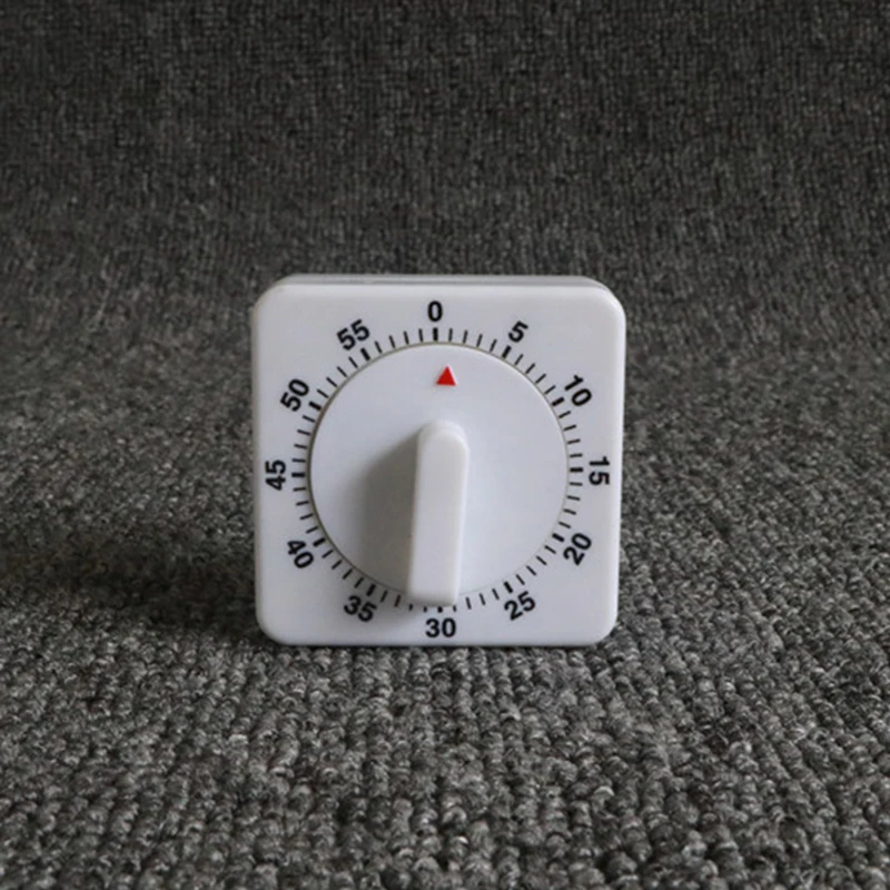 Manual Countdown Timer Portable for Kitchen Study Office White Mechanical Timer with Clear Bell Ringing Durable Compact