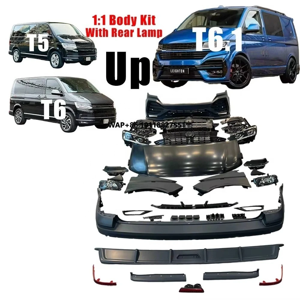 T5 T6 Upgrade T6.1 FACELIST BODY KIT Modifikation mit vorderer hinterer Stoßstange, Scheinwerfer, Rückleuchte, Auto-Grill, Motorhaube
