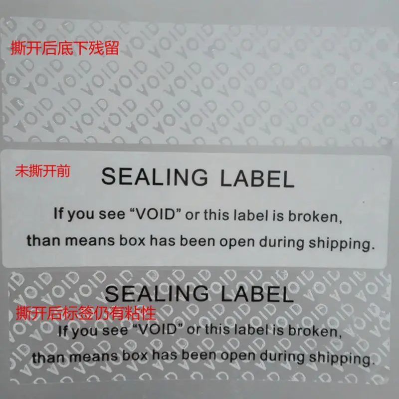 100pcs Free Shipping Ttamper Evident Anti-Counterfeit Security Warranty Label VOID Open Packaging  Packing Safe Stickers