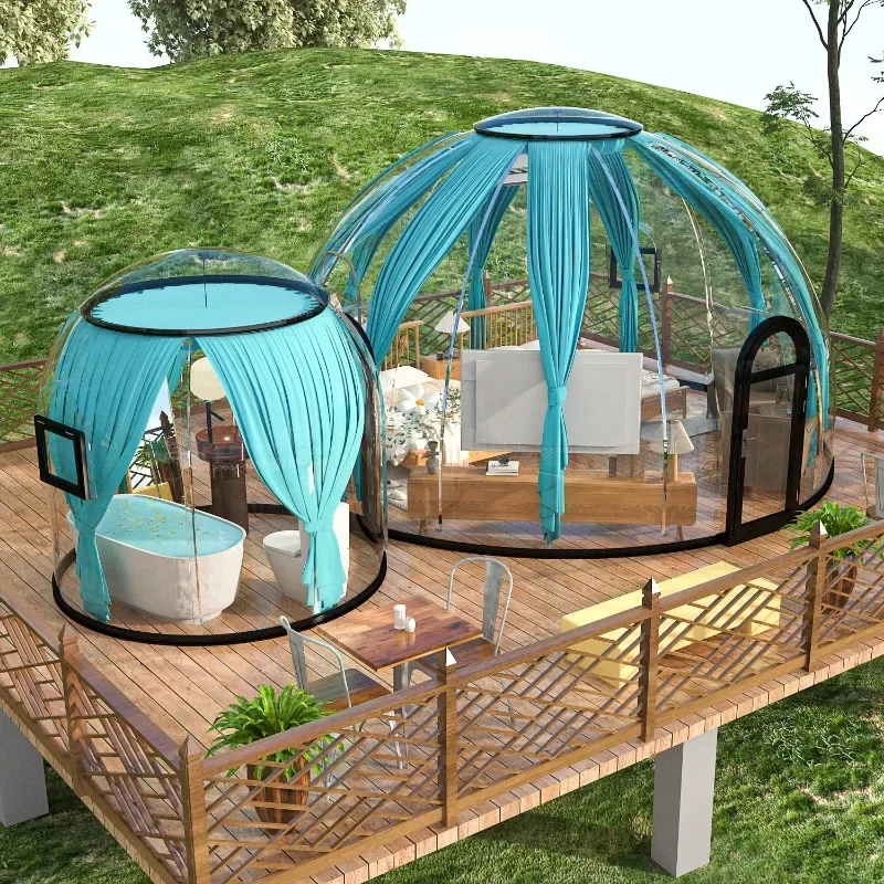 Full House Outdoor Transparent Restaurant Igloos Bubble Room Star Glamping Hotel Tent Dome