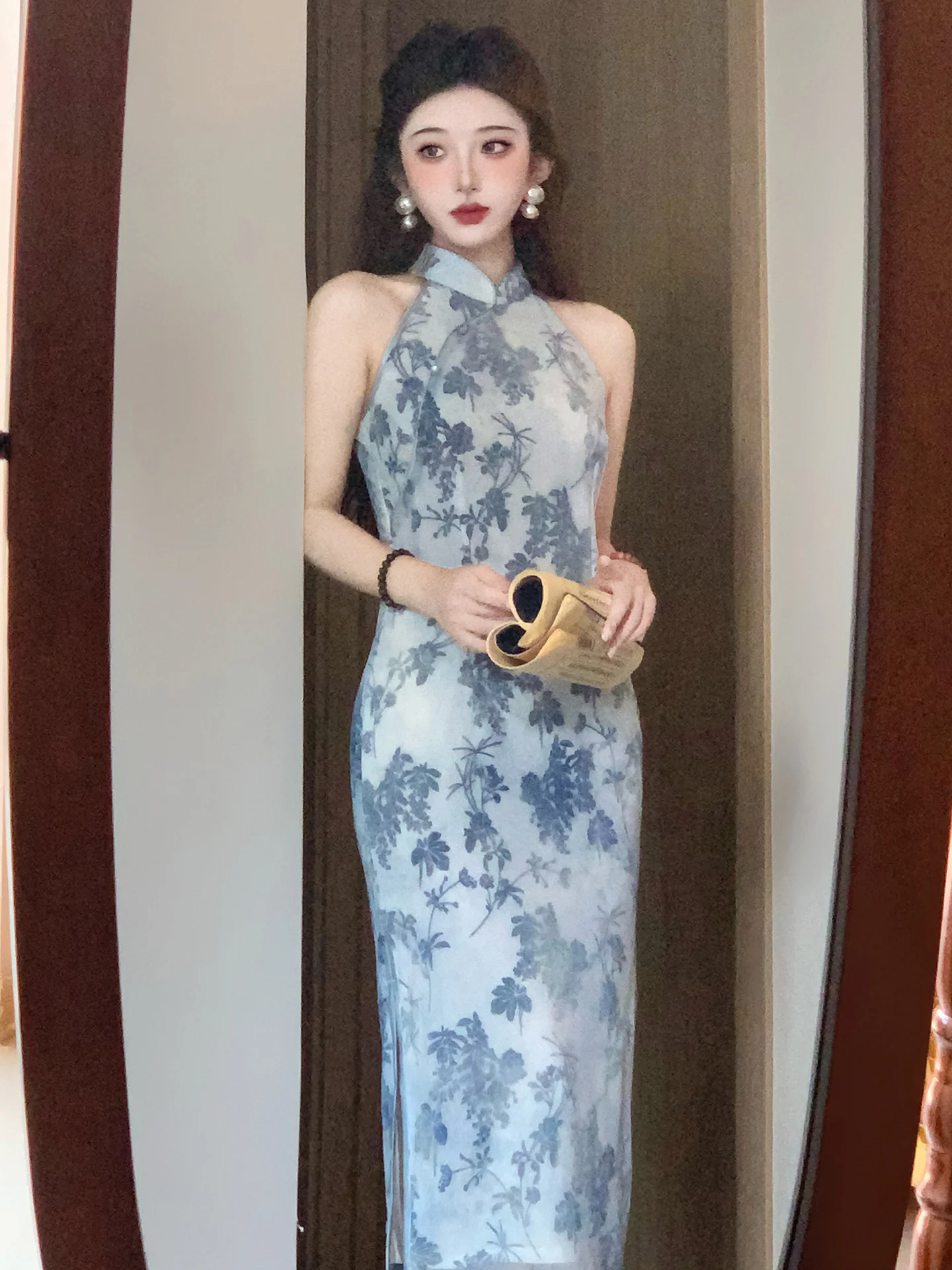 

Синий Ne висячий бархатный растительный сексуальный Pure Desire Super Hot Young Sle, закрывающий тело, 2026, новый женский китайский сле