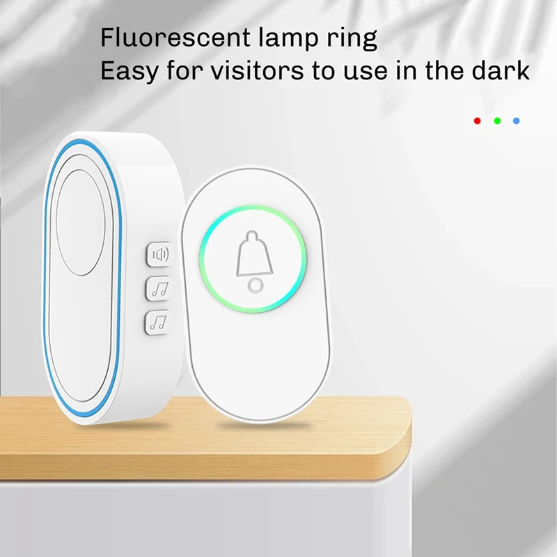 433 МГц беспроводной дверной звонок водонепроницаемый умный домашний дверной звонок комплект ночного видения флуоресцентное кольцо вспышка охранная сигнализация