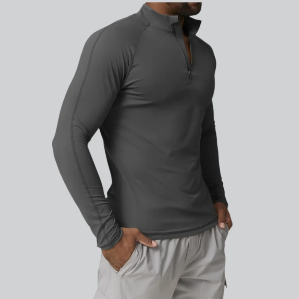 Men Sportswear Fitness Shirts Slim Long sleeve Gym T-shirt Running Half-Zipper Top Tee Quick-Dry Training Compression Sweatshirt