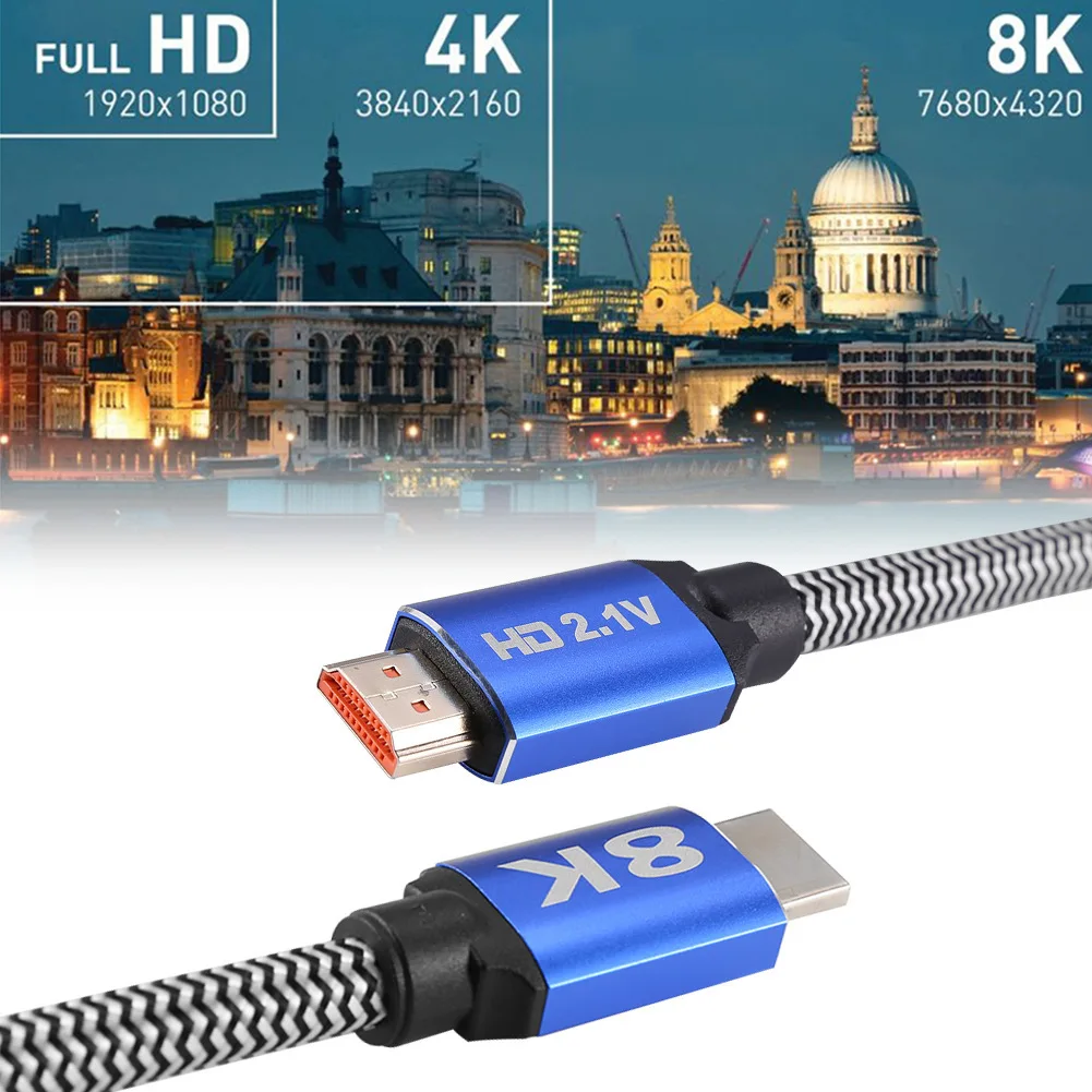 

8K 4K@120Hz 2K@240Hz HDMI-compatible2.1 Cable for HDTV/PS5/Blu-ray 48Gbps High Speed Braided Cord Support DTS:X HDCP 2.2&2.3 HDR