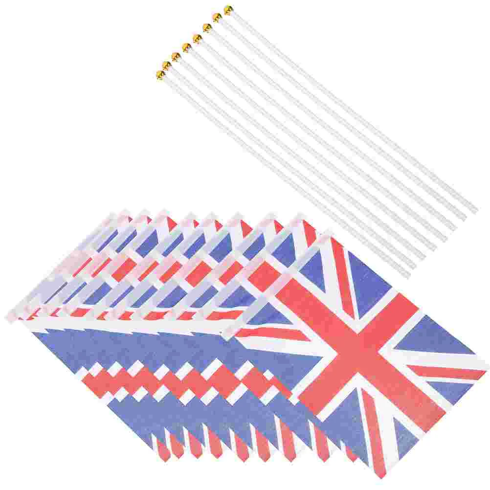 Great Britain Waving Flag Sporting Event National Handheld Flags Sticks Party Decorations Signal for Uk