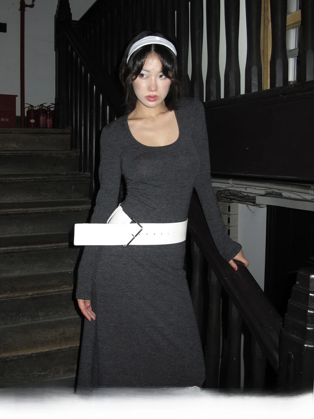 

Retro Long Sve Knitted Slim Fit U-Ne Dr Women's Autumn Winter Waist Cinching Slimming Base Long Dr Ci Commute