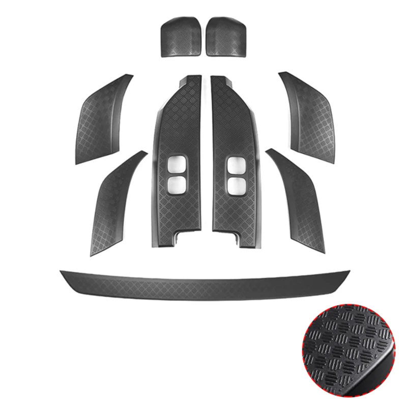 

9Pcs For Land Rover Defender 90 Matte Black Textured Anti-Scratch Kit Trunk Guard Plate Tail Light Scratch Guard Mirror Covers