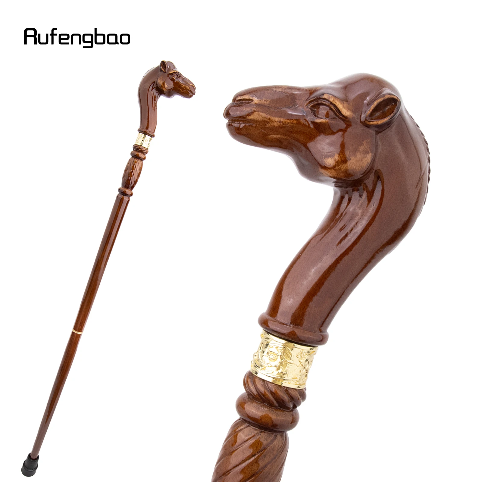 

Camel Brown Wooden Fashion Walking Stick Decorative Vampire Cospaly Party Wood Walking Cane Halloween Mace Wand Crosier 94cm