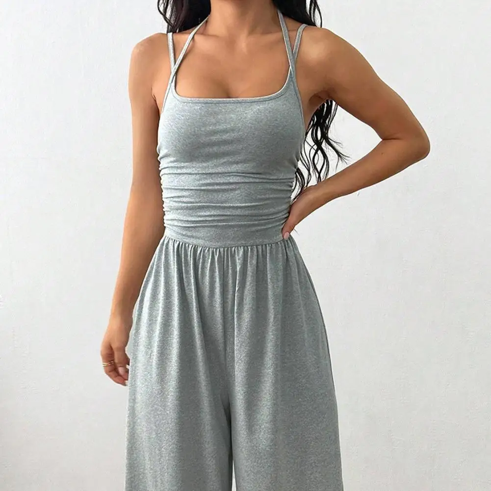Summer Jumpsuit Women Jumpsuit Workout Jumpsuits for Women Spaghetti Strap Rompers Wide Leg One Piece Overalls Sexy Backless