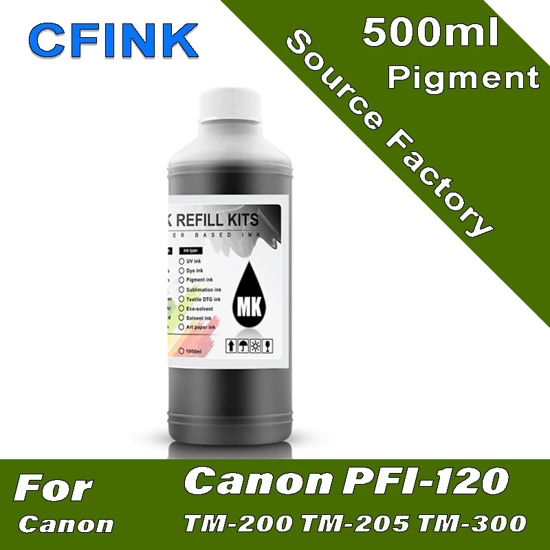 Tinta de pigmento de repuesto para impresora Canon, PFI-120, TM200, TM-200, TM-205, TM-300, TM300, TM-305, 500ml, PFI120