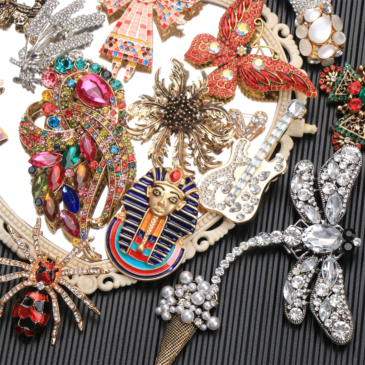 SKEDS Vintage Fairy Pin Brooches Luxury Designer Jewelry for Women  Fashion Best Corsage Full Crystal Pins Grande Broche