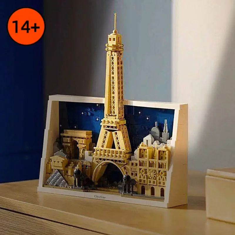 En stock 958 pièces 21064 Briques de construction Paysage romantique de Paris Modèle artisanal DIY Décoration intérieure Cadeaux de festival