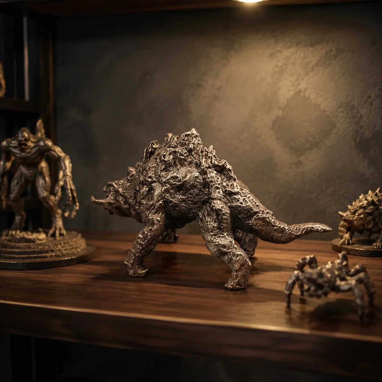 Brass Titan Monster Mini Figurine Vintage Sculpture Metal Display Statue Gift for Fantasy Collectors