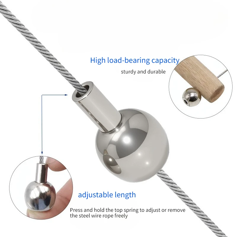 5pcs Spherical Ball Lock Line Holder Display Stand Lighting Accessories Steel Wire Rope Adjustable Ball Bead Wire Lock