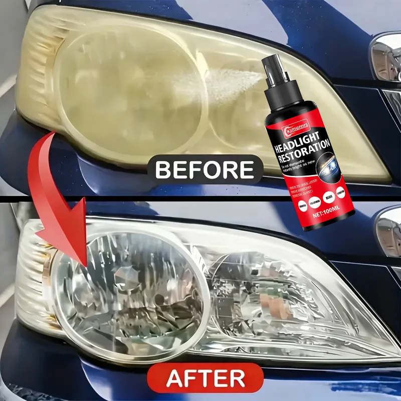 This Is a Professional Spray for Restoring Car Headlights, Designed to Be User-Friendly. It Helps Fix Headlights That Have Becom