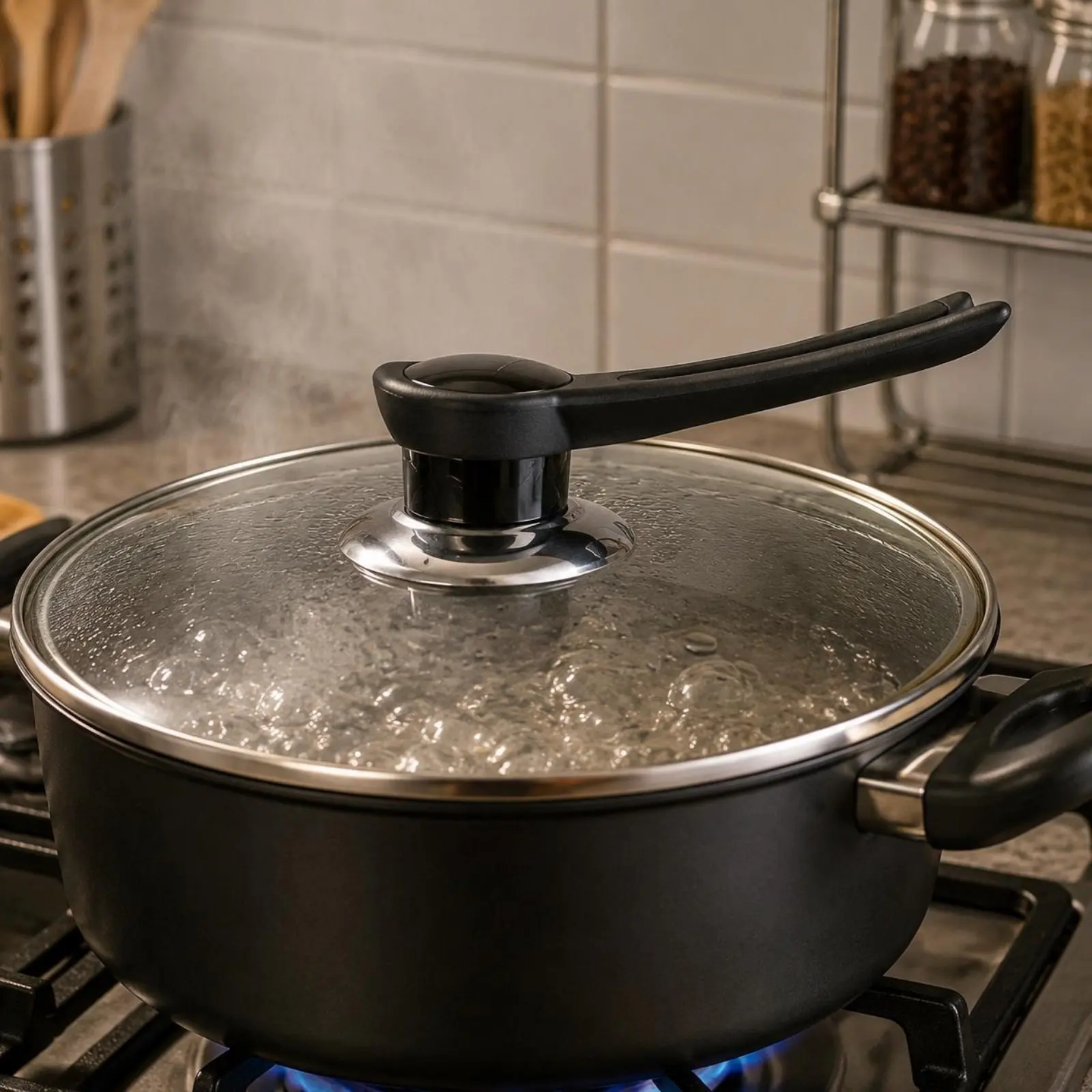 Pot Lid Handle Cap Black Upright Lid Handle Extended Easy to Install