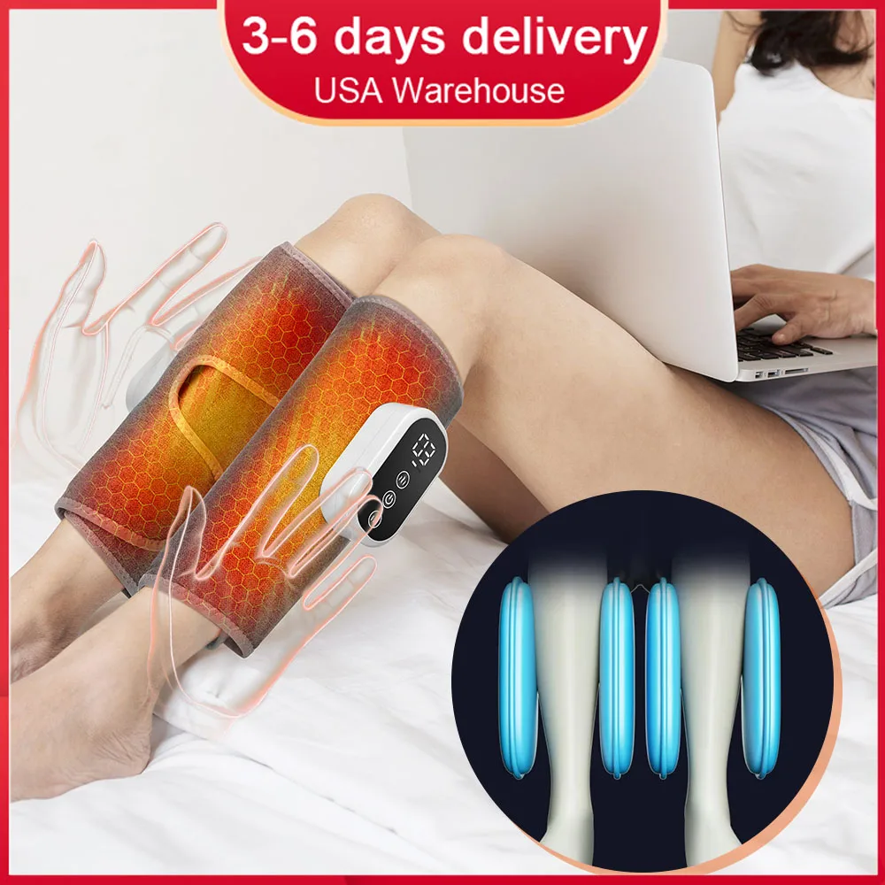 

Электрический массажер для ног с подогревом, массажер для икр, подушка безопасности, компрессионное облегчение боли, кровообращение, расслабление мышц