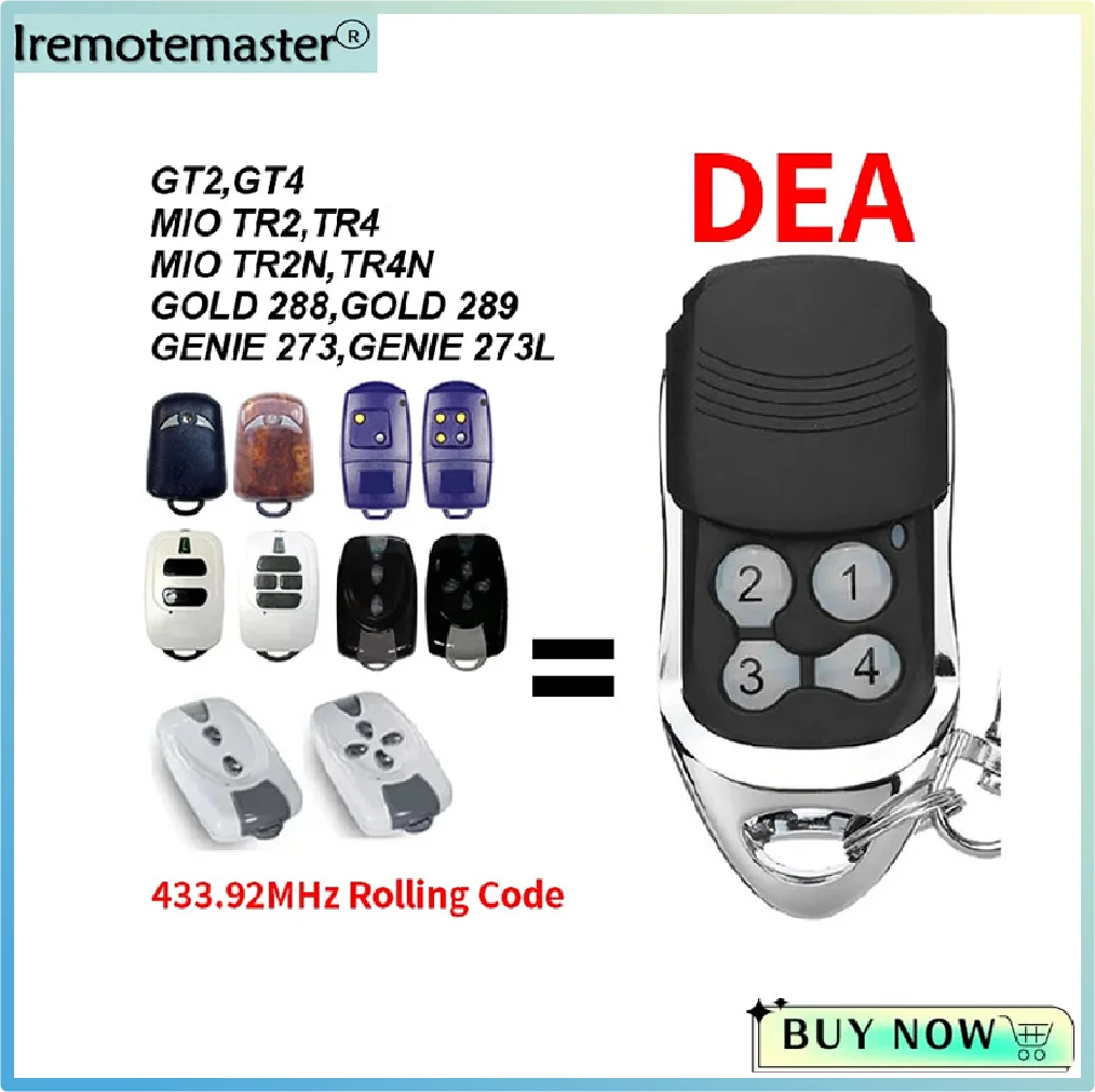 

For DEA GT2, GT4 Garage Door Remote Control DEA MIO TR2, TR4 433.92MHZ Rolling Code Remote Control Portal 433mhz Code Grabber