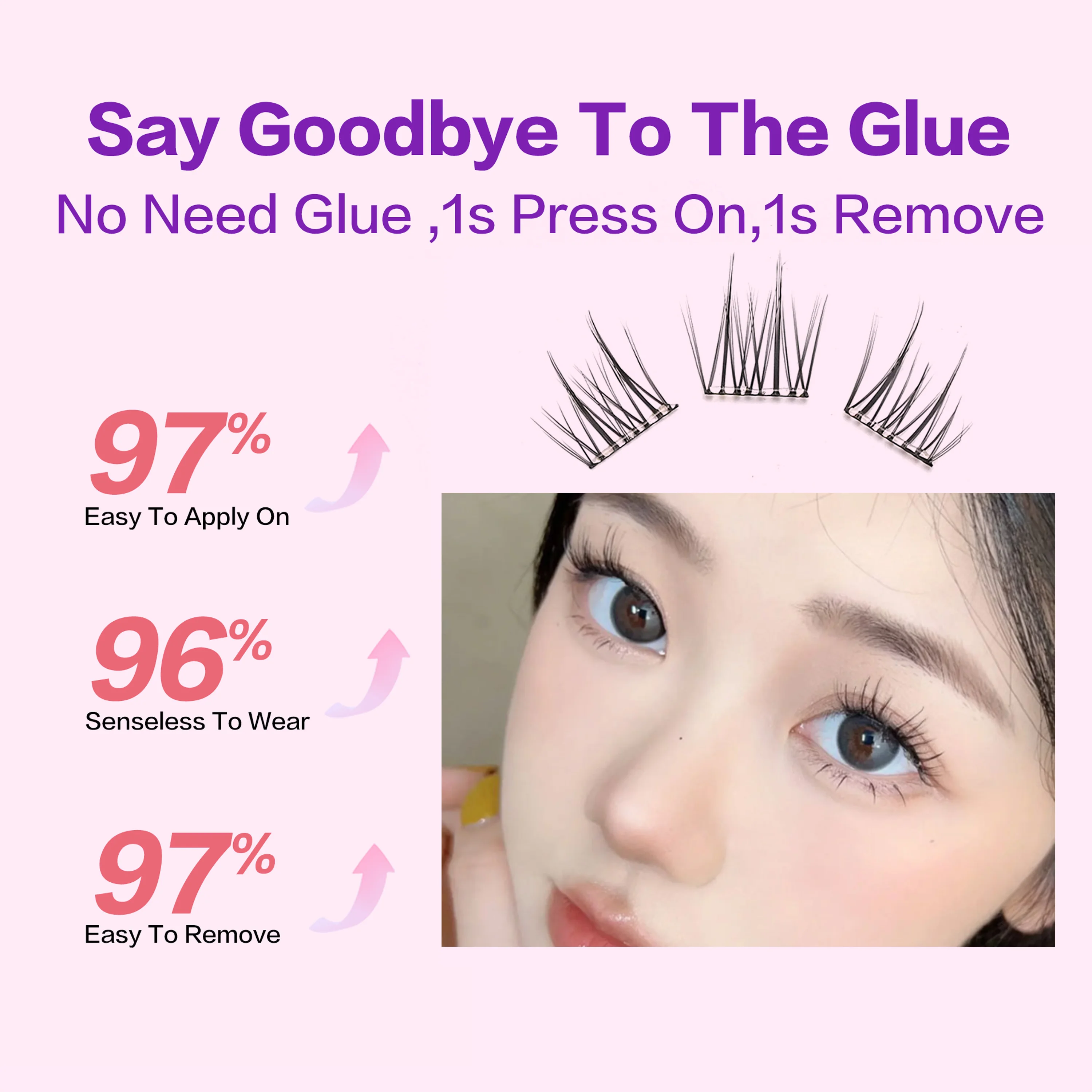 [Self Adhesive Eyelash] PRAECLARUS Gemini No Glue Needed Eyelash Natural False Eyelashes Extension Reusable Diy Eyelashes Makeup