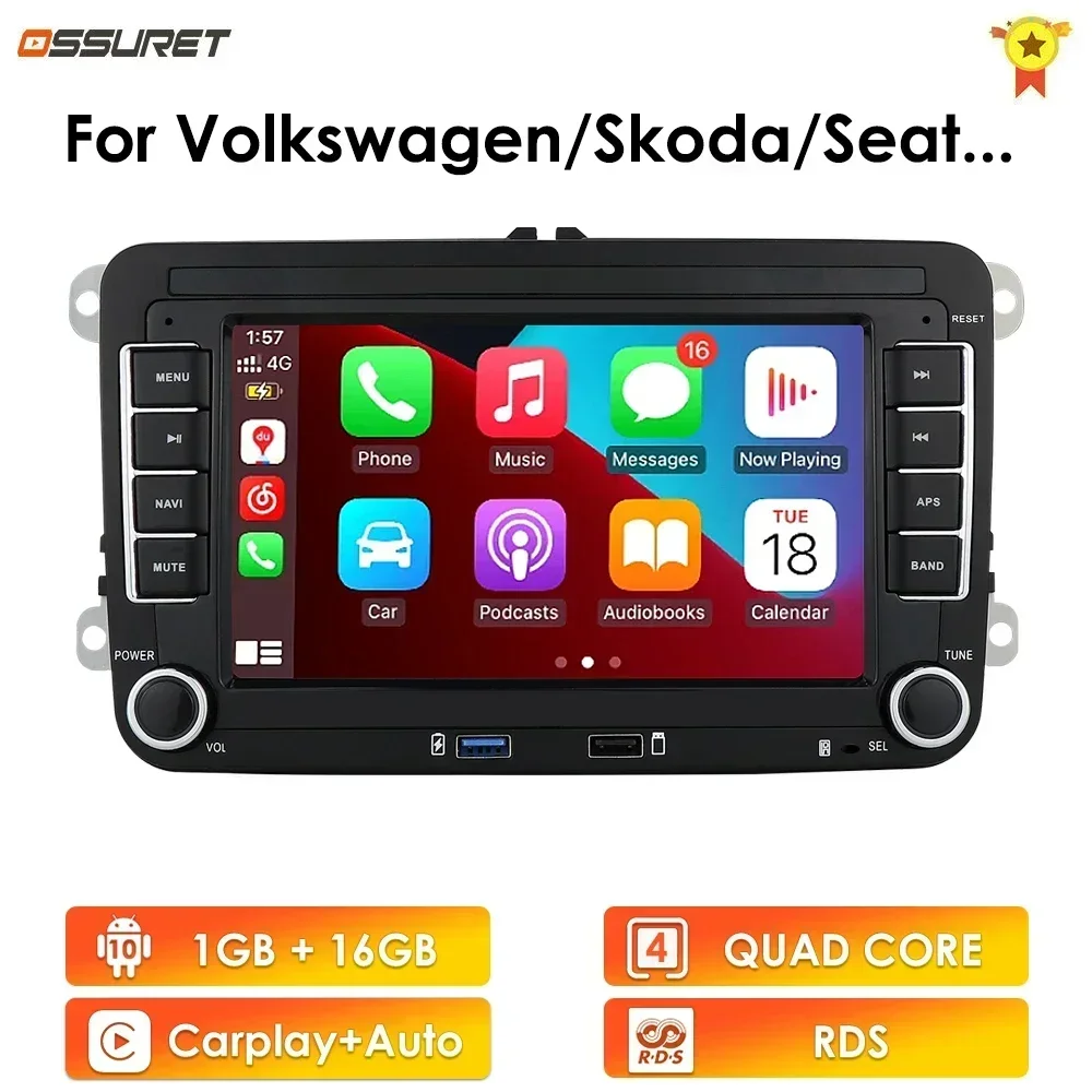 Android 14 Autoradio voor VW POLO GOLF 5 6 Plus PASSAT B6 JETTA TIGUAN TOURAN SHARAN SCIROCCO CADDY Seat Carplay Audio Stereo GPS