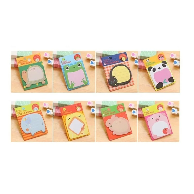 5 PCS Cartoon Stickers Bookmark Animal Shape Cute Sticky Notes Sticker Marker Memo Notepad Gift Stationery Office Accessories