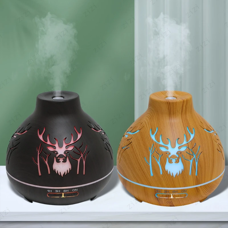 

Бесшумный ультразвуковой увлажнитель воздуха с полым оленем для настольного домашнего офиса с красочной подсветкой и диффузором для ароматерапии под дерево